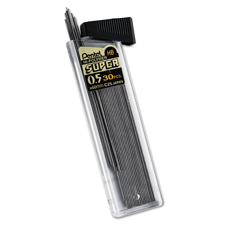 Super Hi-Polymer Lead Refills, 0.5 Mm, Hb, Black, 30/tube