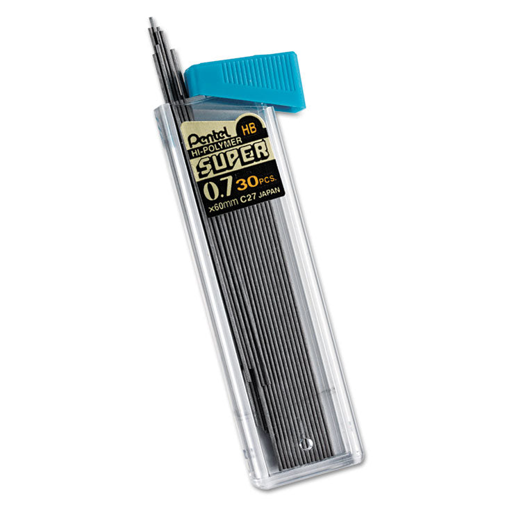 Super Hi-Polymer Lead Refills, 0.7 Mm, Hb, Black, 30/tube