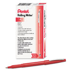 Rolling Writer Rollerball Pen, Stick, Medium 0.8 mm, Red Ink, Red Barrel, Dozen