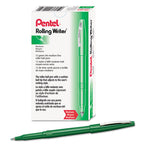 Rolling Writer Rollerball Pen, Stick, Medium 0.8 mm, Green Ink, Green Barrel, Dozen