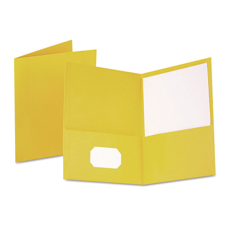 Twin-Pocket Folder, Embossed Leather Grain Paper, 0.5" Capacity, 11 X 8.5, Yellow, 25/box