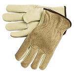 Dual Leather Industrial Gloves, Gunn Cut, Keystone Thumb, Large, Cream/Russet, 12 Pairs