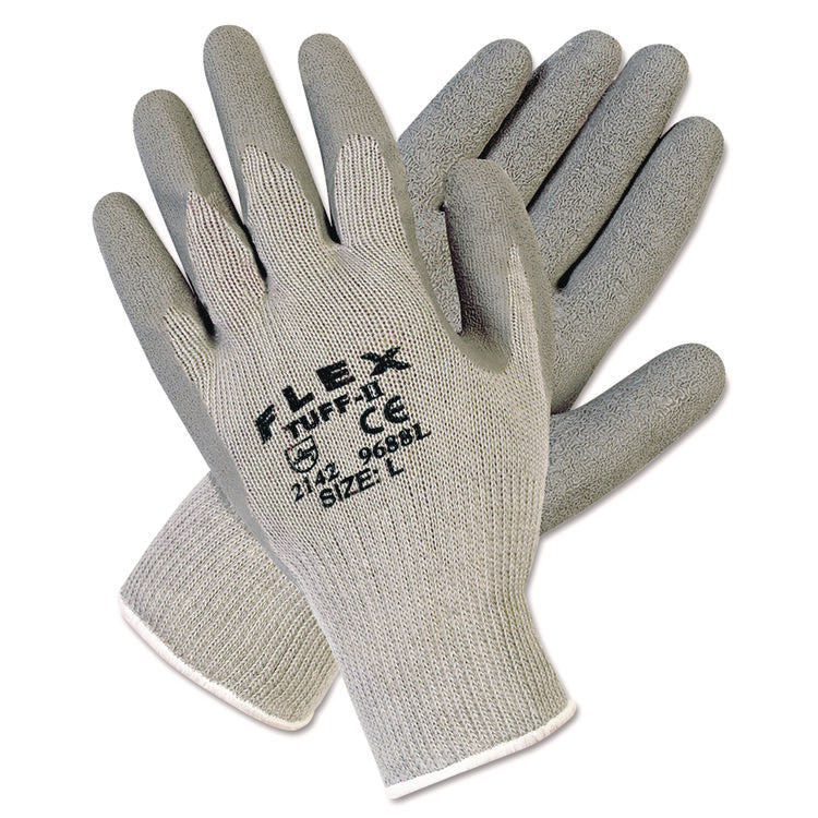FlexTuff Latex Dipped Gloves, EN388: 2142, Large, Gray, 12 Pairs
