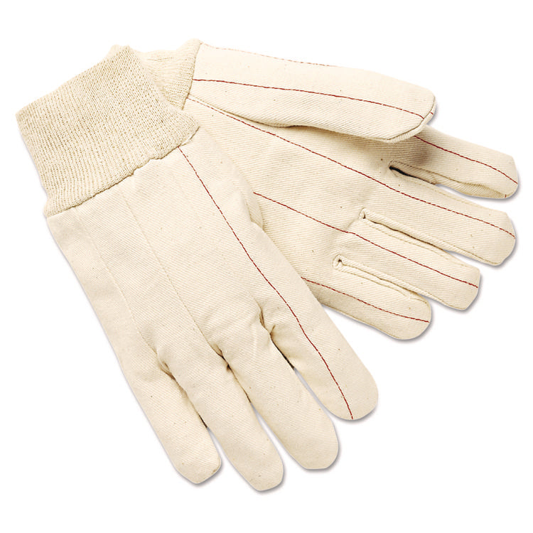 Double Palm Hot Mill Gloves, Clute Cut, Straight Thumb, One Size Fits Most, White, 12 Pairs