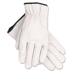 Grain Goatskin Driver Gloves, Gunn Cut, Straight Thumb, Large, White, 12 Pairs