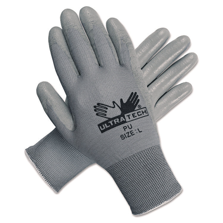 Ultra Tech Tactile Dexterity Work Gloves, EN388: 4131, Large, White/Gray, 12 Pairs