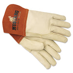 Mustang MIG/TIG Leather Welding Gloves, Gunn Cut, Wing Thumb, Large, Cream/Russet, 12 Pairs