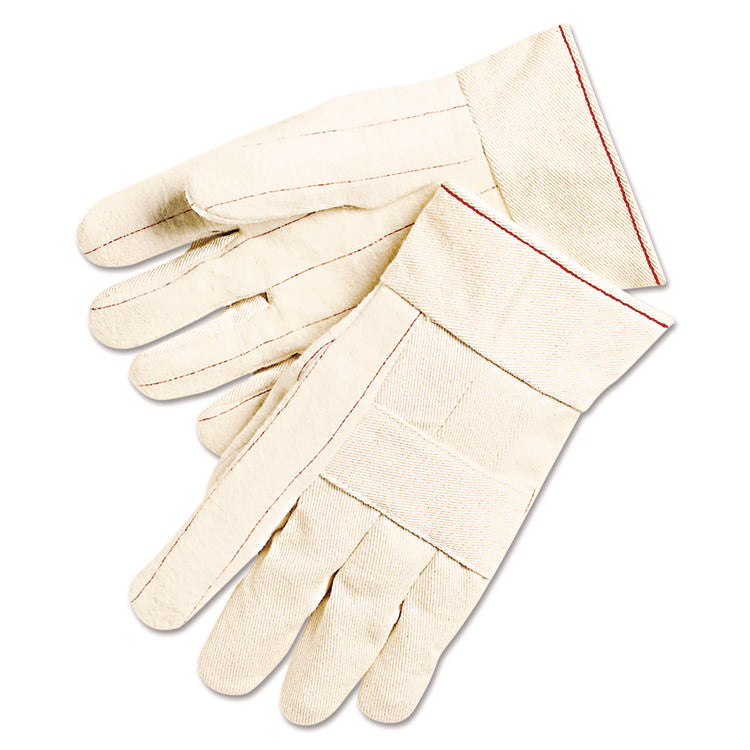 Double Palm Hot Mill Gloves, Clute Cut, Straight Thumb, One Size Fits Most, White, 12 Pairs