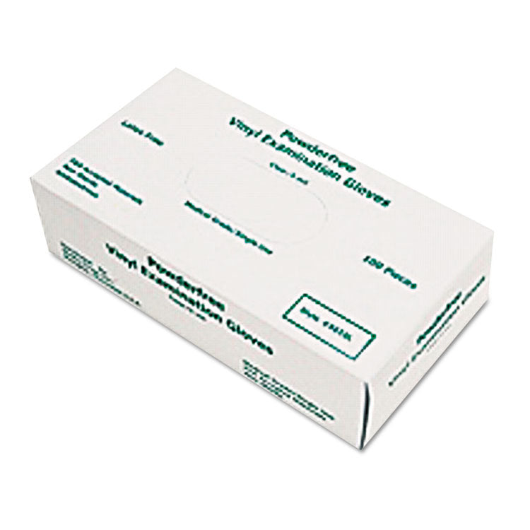 Disposable Vinyl Gloves, Powder-Free, Large, 5 mil Thick, White, 100/Box