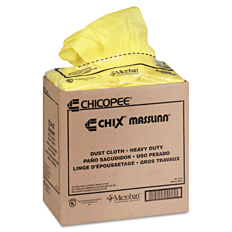 Masslinn Dust Cloths, 1-Ply, 24 x 24, Unscented, Yellow, 30/Bag, 5 Bags/Carton