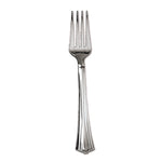 Heavyweight Plastic Forks, Reflections Design, Silver, 600/carton