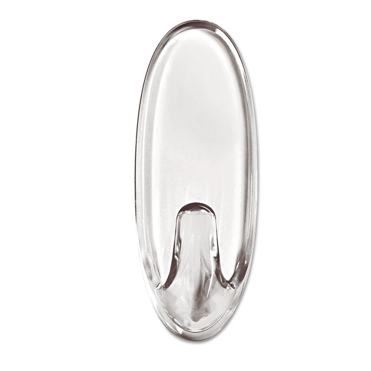 Clear Hooks and Strips, Medium, Plastic, 2 lb Capacity, 2 Hooks and 4 Strips/Pack