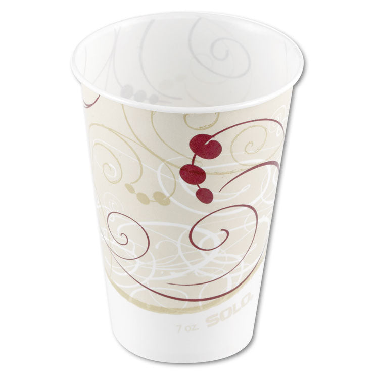 Symphony Design Wax-Coated Paper Cold Cups, 7 oz, Beige/White/Red, 100/Sleeve, 20 Sleeves/Carton