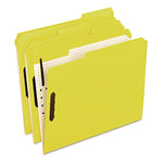 Colored Classification Folders with Embossed Fasteners, 2 Fasteners, Letter Size, Yellow Exterior, 50/Box