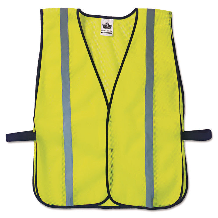 GloWear 8020HL Safety Vest, Polyester Mesh, Hook Closure, One Size Fit All, Lime