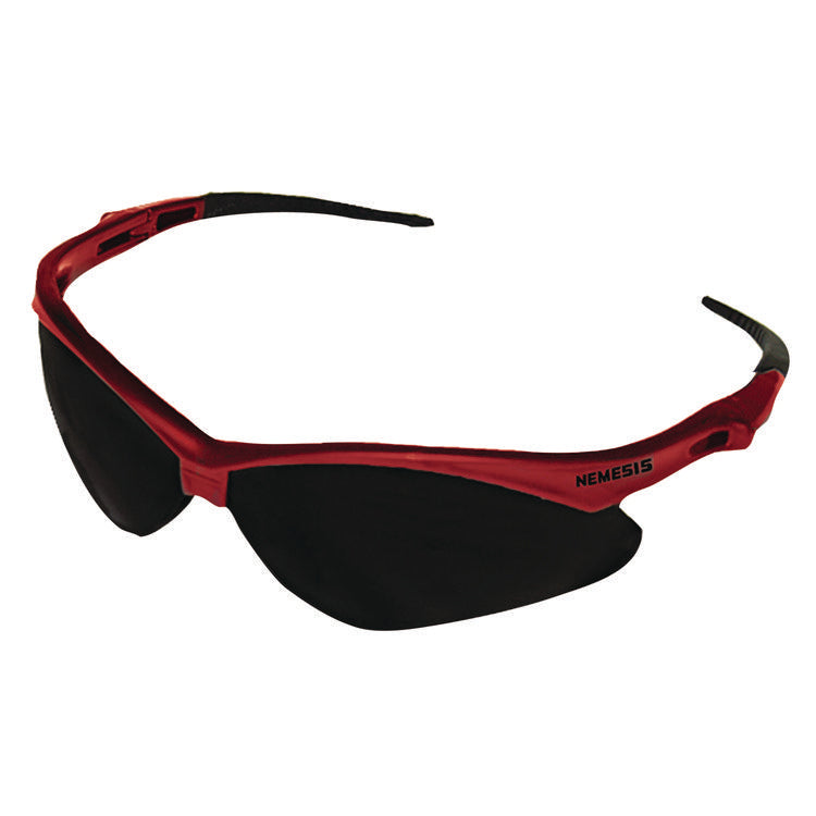 Nemesis Safety Glasses, Red Frame, Smoke Lens