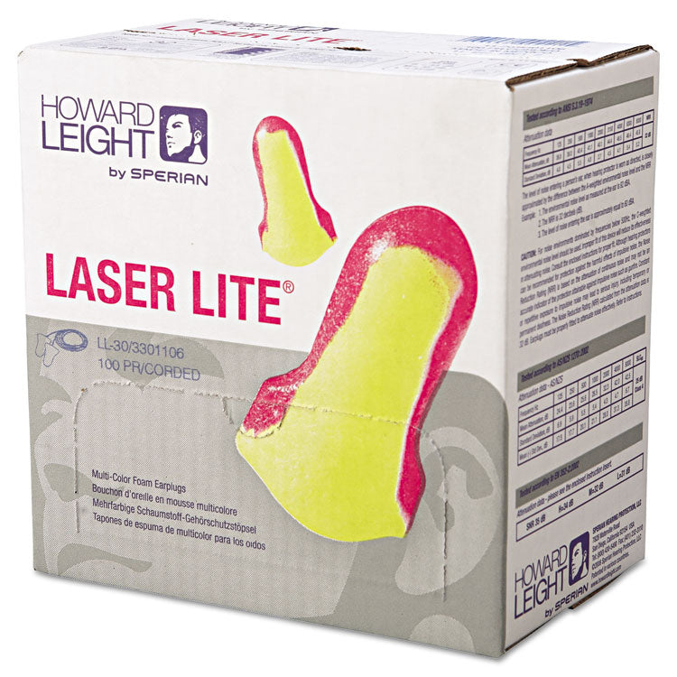 Ll-30 Laser Lite Single-Use Earplugs, Corded, 32nrr, Magenta/yellow, 100 Pairs