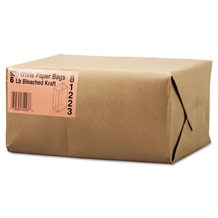 Grocery Paper Bags, 6# Size, 35# Basis Weight, 5.88" x 3.63" x 11", White, 500/Bundle