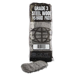 Industrial-Quality Steel Wool Hand Pads, #3 Medium, Steel Gray, 16 Pads/sleeve, 12 Sleeves/carton