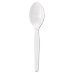 Individually Wrapped Mediumweight Polystyrene Cutlery, Spoon, Plastic, White, 1,000/Carton