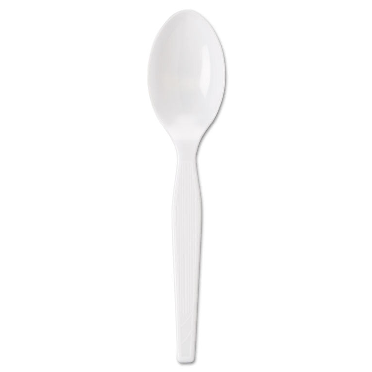 Individually Wrapped Mediumweight Polystyrene Cutlery, Spoon, Plastic, White, 1,000/Carton