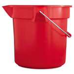BRUTE Round Utility Pail, 14 qt, Plastic, Red, 12" dia