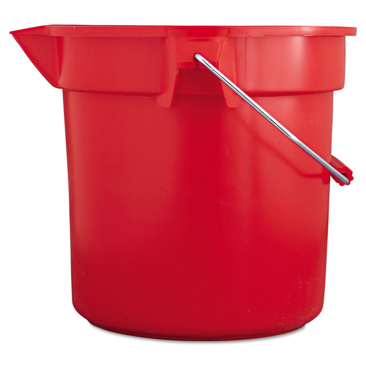 BRUTE Round Utility Pail, 14 qt, Plastic, Red, 12" dia