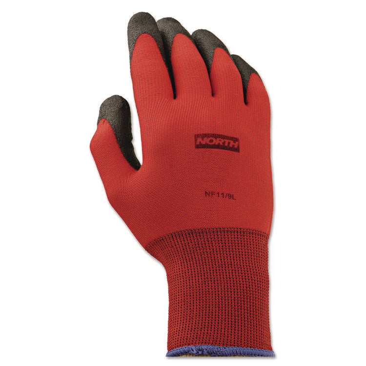 NorthFlex Red Foamed PVC Gloves, EN388: 4131, 10" Long, Large (Size 9), Red/Black, 12 Pairs