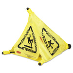 Multilingual Pop-Up Safety Cone, 3-Sided, Fabric, 21 X 21 X 20, Yellow