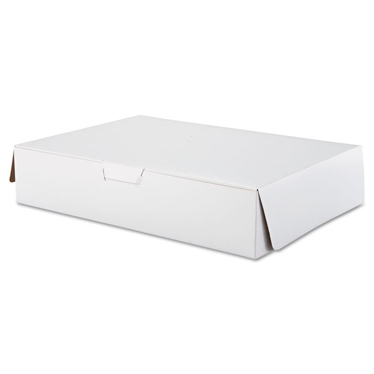 White One-Piece Non-Window Bakery Boxes, 1/2-Sheet Cake Box, 19 x 14 x 4, White, Paper, 50/Carton