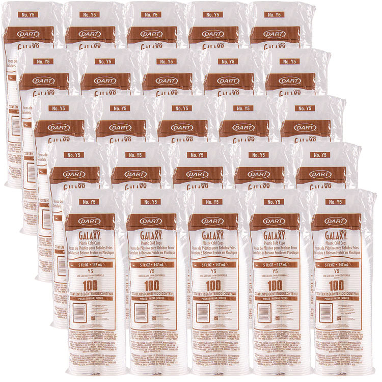 High-Impact Polystyrene Cold Cups, 5 oz, Plastic, Translucent, 100/Sleeve, 25 Sleeves/Carton