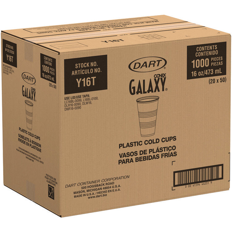High-Impact Polystyrene Cold Cups, 16 oz, Plastic, Translucent, 50/Sleeve, 20 Sleeves/Carton