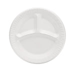 Quiet Classic Laminated Foam Plates, 3-Compartment Plate, 9" dia, White, 125/Pack, 4 Packs/Carton