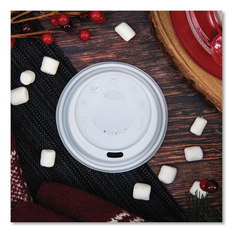 Cappuccino Dome Sipper Lids, Fits 12 oz Hot Cups, Plastic, White, 1,000/Carton