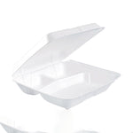 Foam Hinged Lid Containers, 3 Compartments, 7.5 x 8 x 2.3, White, 200/Carton