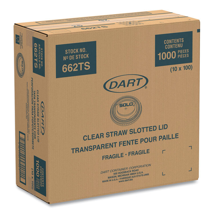 Straw-Slot Cold Cup Lids, Fits 9 oz to 20 oz Cold Cups, Plastic, Clear, 100/Pack