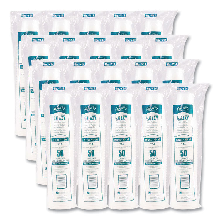 High-Impact Polystyrene Cold Cups, 14 oz, Plastic, Translucent, 50/Sleeve. 20 Sleeves/Carton