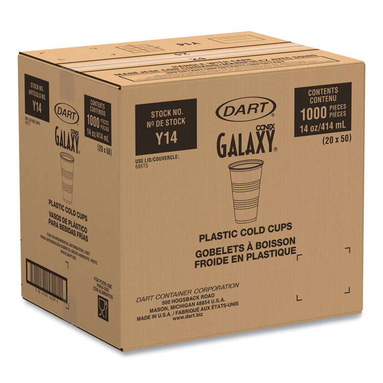 High-Impact Polystyrene Cold Cups, 14 oz, Plastic, Translucent, 50/Sleeve. 20 Sleeves/Carton