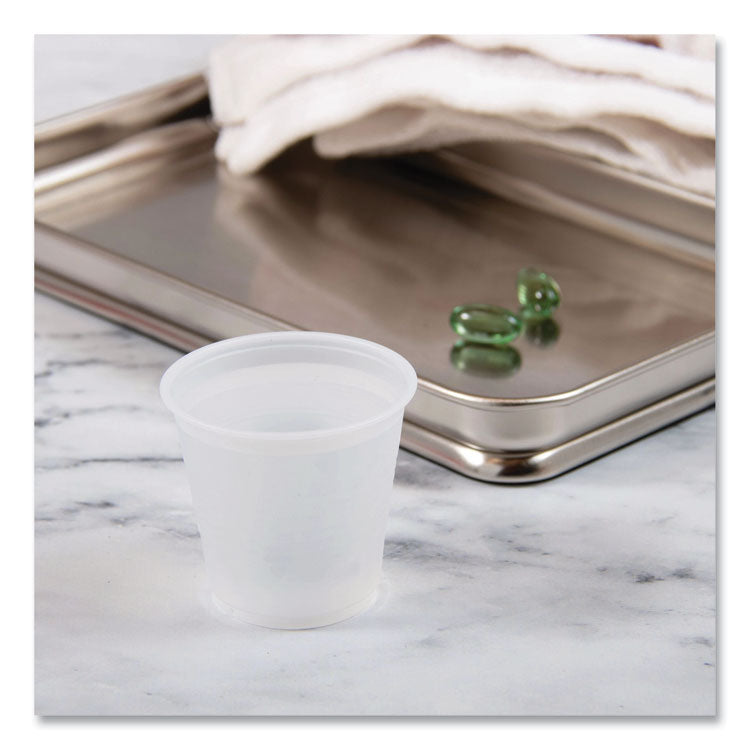 High-Impact Polystyrene Cold Cups, 3.5 oz, Plastic, Translucent, 100/Sleeve, 25 Sleeves/Carton