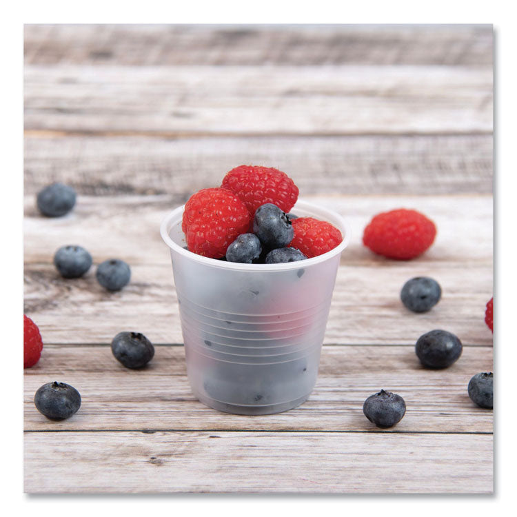 High-Impact Polystyrene Cold Cups, 3.5 oz, Plastic, Translucent, 100/Sleeve, 25 Sleeves/Carton