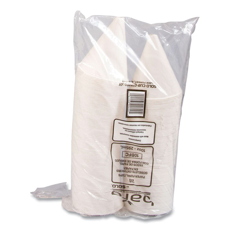 Bare Eco-Forward Treated Paper Funnel Cups, 10 oz, White, 250/Bag, 4 Bags/Carton