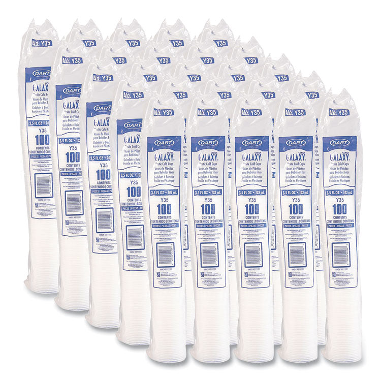 High-Impact Polystyrene Cold Cups, 3.5 oz, Plastic, Translucent, 100/Sleeve, 25 Sleeves/Carton
