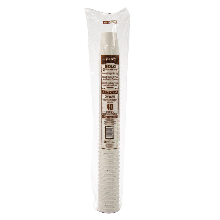 Thermoguard Insulated Paper Hot Cups, 8 oz, White Sustainable Forest Design, 40/Pack
