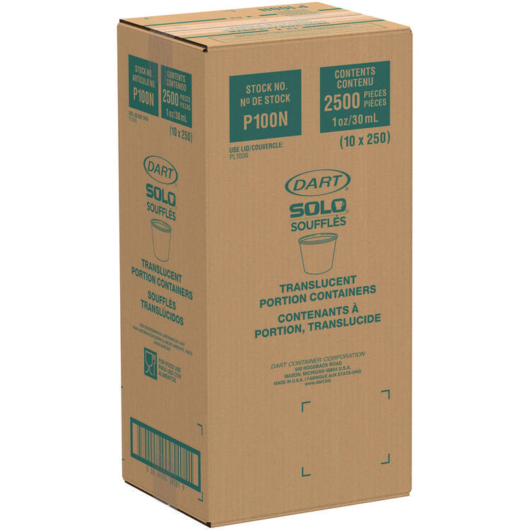 Polystyrene Portion Cups, 1 oz, Plastic, Translucent, 2,500/Carton