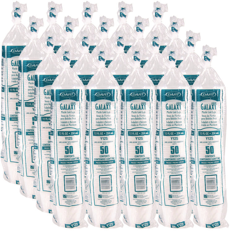 High-Impact Polystyrene Squat Cold Cups, 12 oz, Plastic, Translucent, 50/Pack