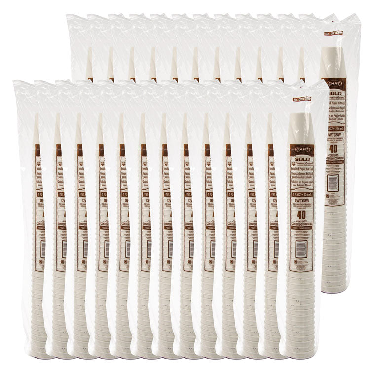 Thermoguard Insulated Paper Hot Cups, 8 oz, White Sustainable Forest Design, 40/Pack