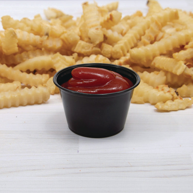 Polystyrene Portion Cups, 4 oz, Plastic, Black, 250/Bag, 10 Bags/Carton