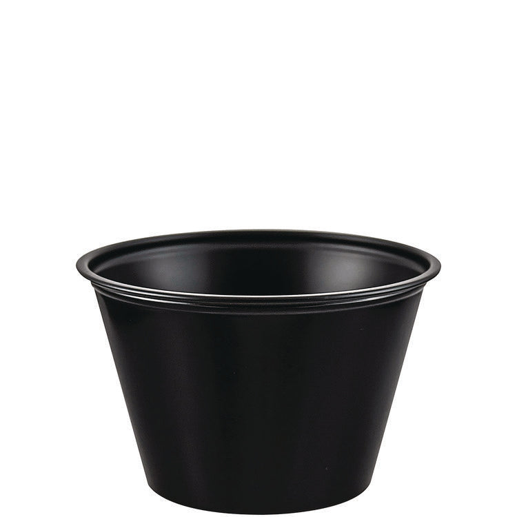 Polystyrene Portion Cups, 4 oz, Plastic, Black, 250/Bag, 10 Bags/Carton