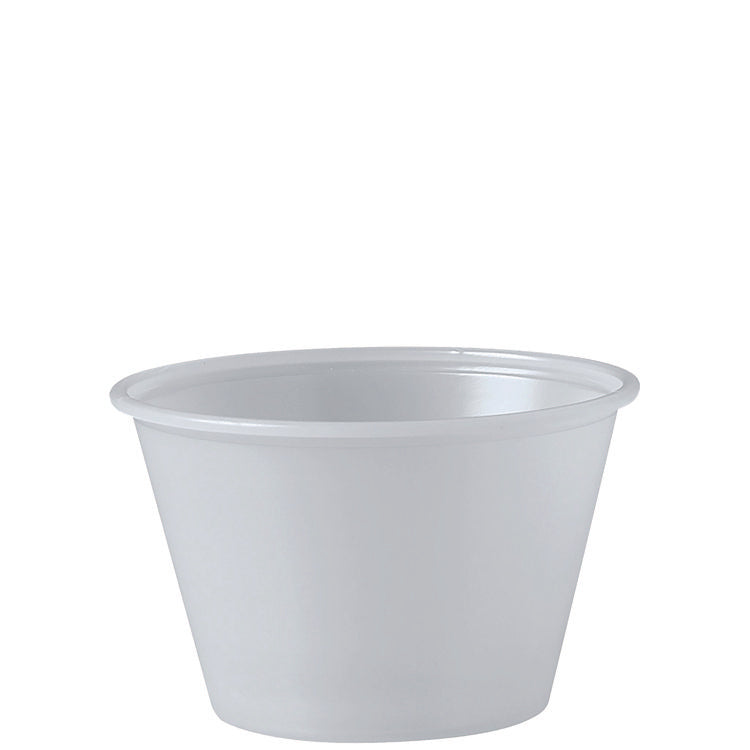 Polystyrene Portion Cups, 4 oz, Plastic, Translucent, 250/Bag, 10 Bags/Carton
