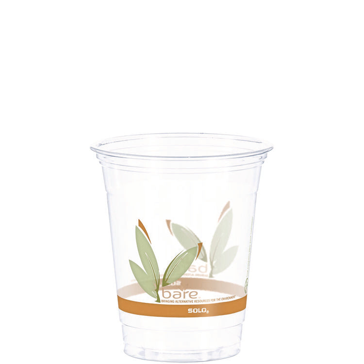 Bare Eco-Forward RPET Cold Cups, Squat, 12 oz to 14 oz, Plastic, Leaf Design, 50/Pack